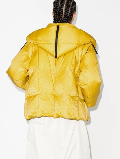 Shop Issey Miyake Detachable Sleeve Puffer Jacket In Yellow