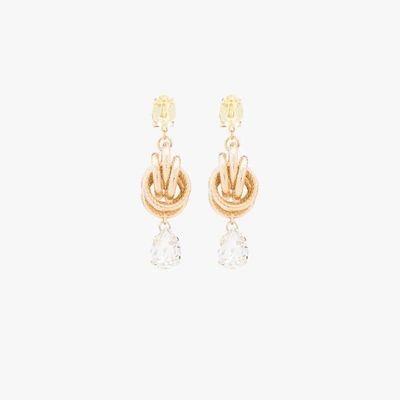 Shop Anton Heunis Gold-plated Knot Crystal Drop Earrings