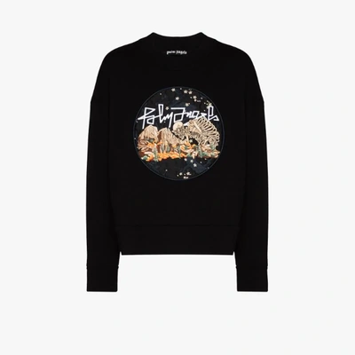 Shop Palm Angels Desert Skull Print Sweatshirt In Black