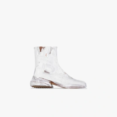 Shop Maison Margiela White Tabi Leather Ankle Boots