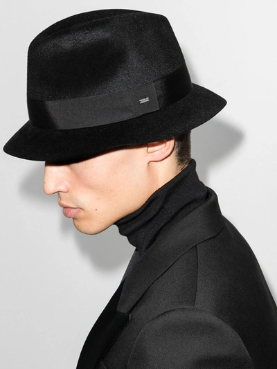 Shop Saint Laurent Black Chapeau Felt Hat