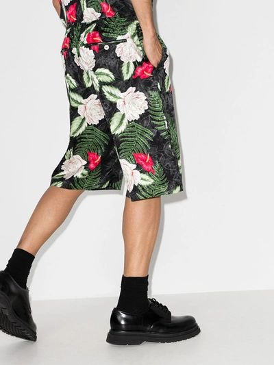 Shop Gucci Floral Print Shorts In Black