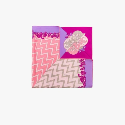 Shop Emilio Pucci Multicoloured Lupa Print Silk Scarf In Pink