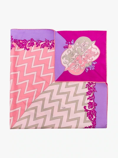 Shop Emilio Pucci Multicoloured Lupa Print Silk Scarf In Pink