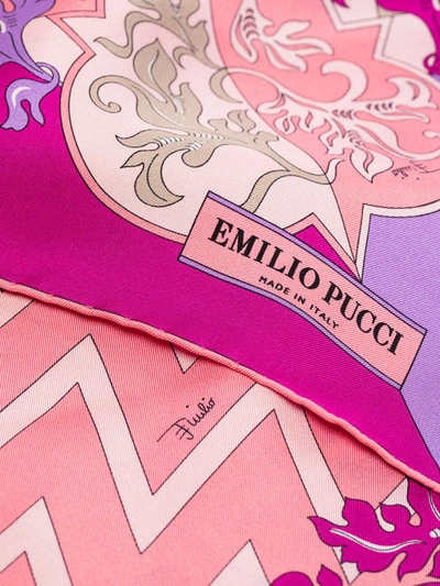 Shop Emilio Pucci Multicoloured Lupa Print Silk Scarf In Pink