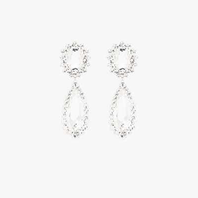 Shop Alessandra Rich Silver Tone Crystal Drop Earrings In Metallic