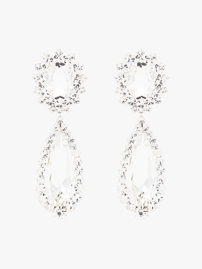 Shop Alessandra Rich Silver Tone Crystal Drop Earrings In Metallic