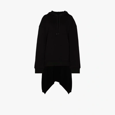 Shop Natasha Zinko Printed Draped Hoodie In Black
