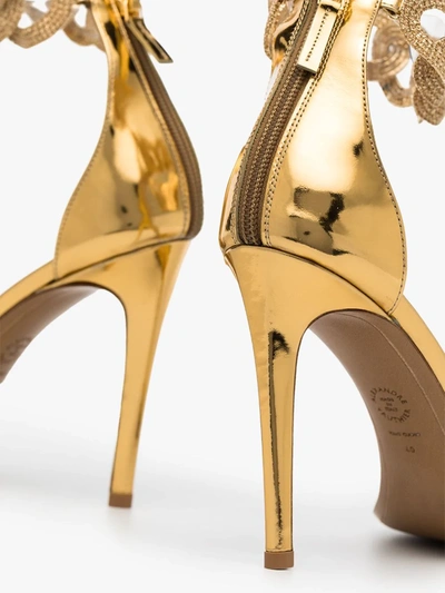 Shop Alexandre Vauthier Elsa 100 Chain Strap Leather Sandals In Gold