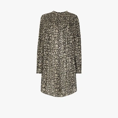 Shop Isabel Marant Étoile Black Plana Floral Print Shirt Dress