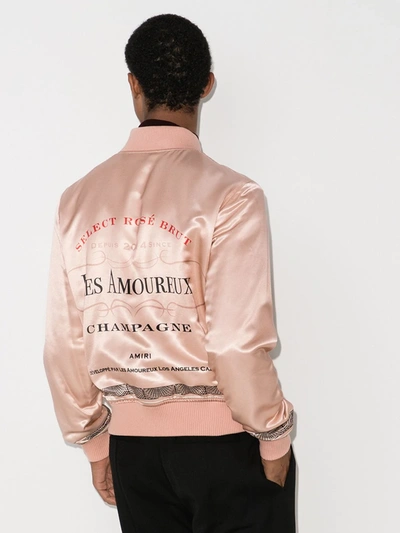 Shop Amiri Les Amoureux Champagne Print Bomber Jacket In Pink