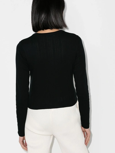 Shop Ninety Percent Pointelle Cotton Cardigan In Black