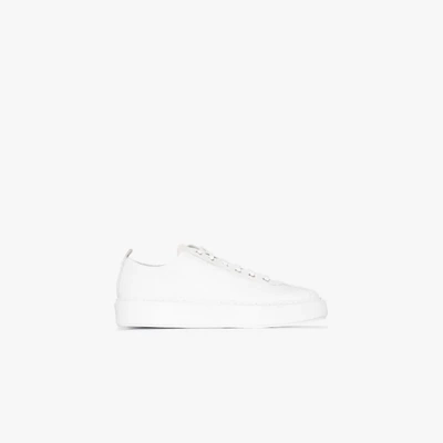 Shop Grenson White Low Top Leather Sneakers