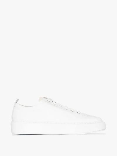 Shop Grenson White Low Top Leather Sneakers