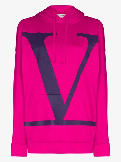 Shop Valentino Vlogo Print Oversized Hoodie In Pink