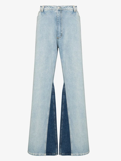 Shop Natasha Zinko Contrast Insert Wide Leg Jeans In Blue