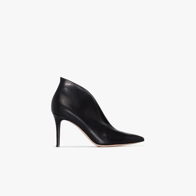Shop Gianvito Rossi Vania 85 Leather Ankle Boots In Black