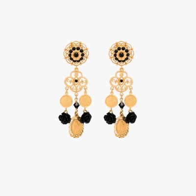 Shop Dolce & Gabbana Gold Tone Embellished Coin Earrings
