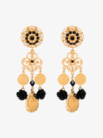 Shop Dolce & Gabbana Gold Tone Embellished Coin Earrings