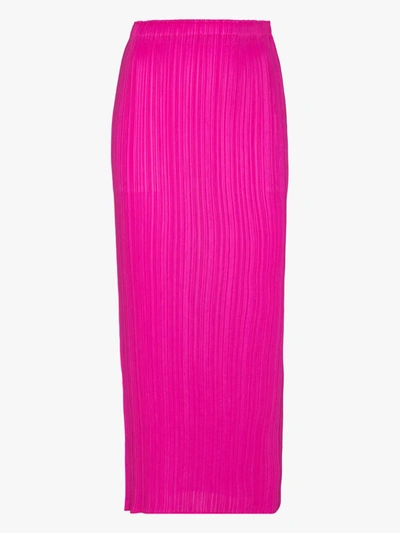 Shop Issey Miyake Pink New Colourful Basics Plissé Midi Skirt