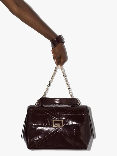 Shop Givenchy Purple Id Medium Leather Shoulder Bag