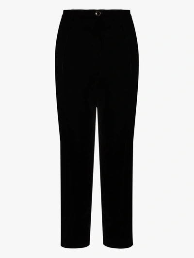 Shop Saint Laurent Straight Leg Velvet Trousers - Men's - Silk/cotton/polyester/cuproviscose In Black