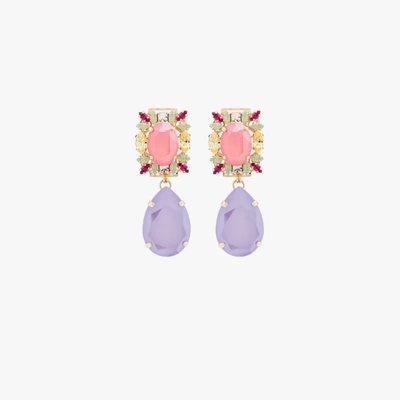 Shop Anton Heunis Gold-plated Pear Drop Crystal Earrings In Multicolour