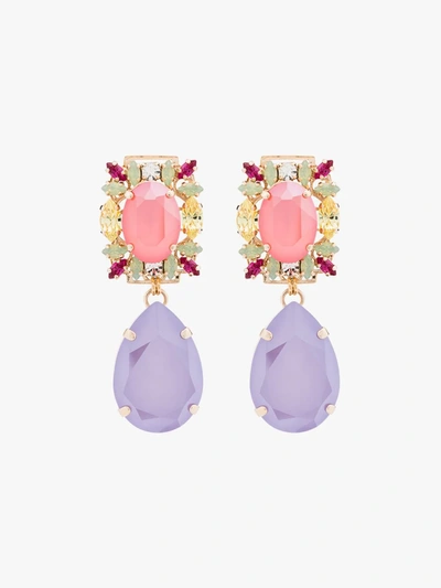 Shop Anton Heunis Gold-plated Pear Drop Crystal Earrings In Multicolour