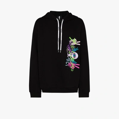 Shop Duoltd Graphic Embroidered Hoodie In Black