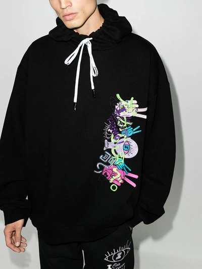 Shop Duoltd Graphic Embroidered Hoodie In Black