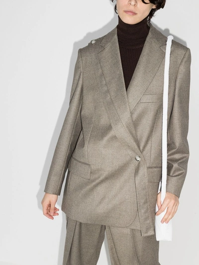 Shop Stella Mccartney Rylee Double-breasted Wool Blazer In Grey