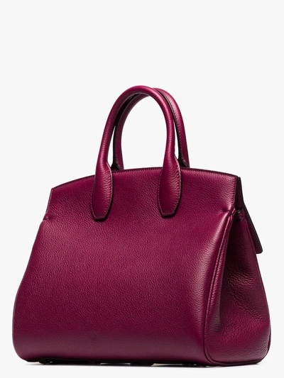 Shop Ferragamo Purple Studio Medium Leather Top Handle Bag In Red