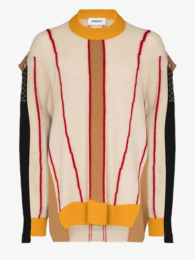 Ambush Pullover In Beige With Multicolor Intarsia In Nude