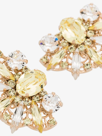 Shop Anton Heunis Gold-plated Crystal Cluster Fan Earrings In Yellow