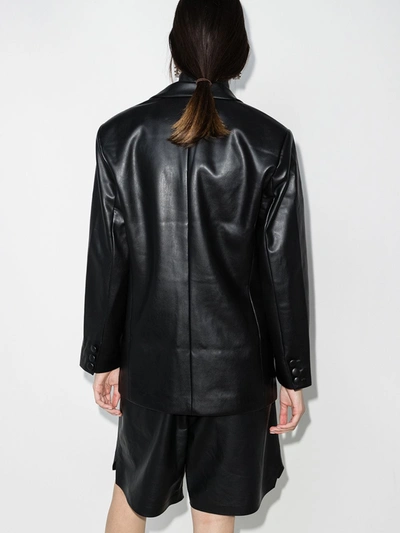 Shop De La Vali Montana Faux Leather Blazer In Black
