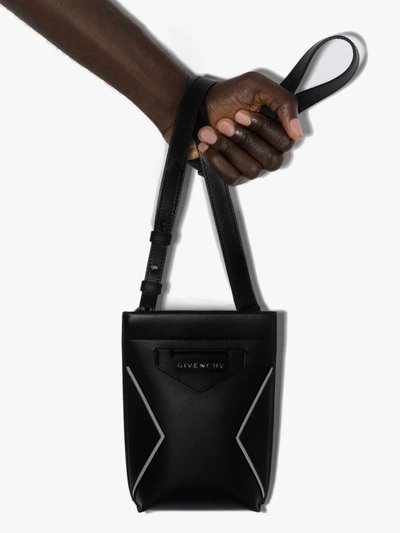 Shop Givenchy Black Antigona Leather Phone Pouch