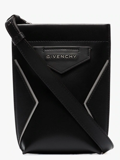 Shop Givenchy Black Antigona Leather Phone Pouch