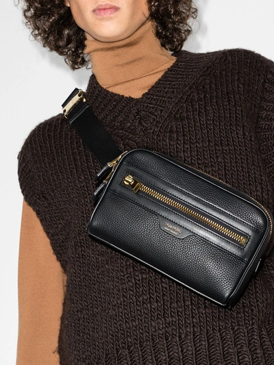 Shop Tom Ford Black Grained Leather Cross Body Bag