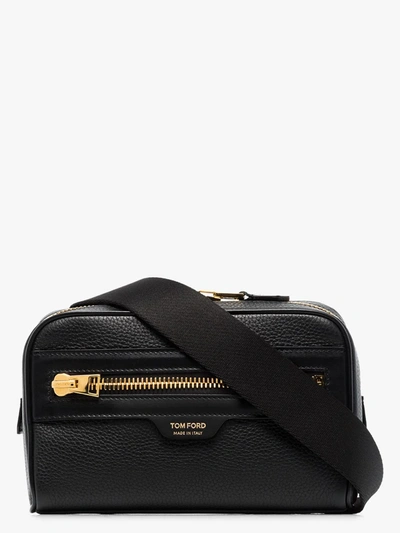 Shop Tom Ford Black Grained Leather Cross Body Bag