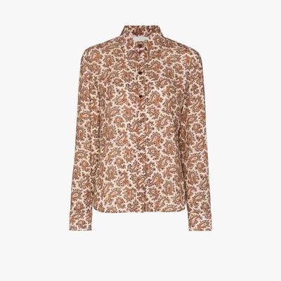 Shop Chloé Neutrals Paisley Print Silk Shirt