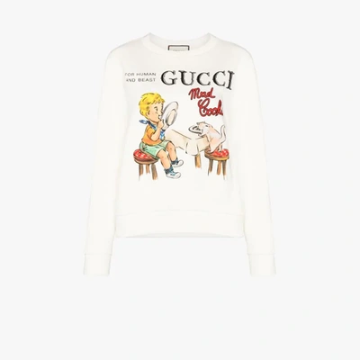 Shop Gucci Logo Illustration Sweatshirt In White