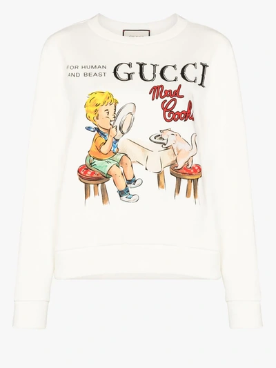 Shop Gucci Logo Illustration Sweatshirt In White