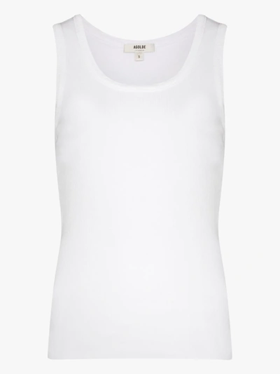 Shop Agolde Poppy Ribbed Tank Top - Women's - Organic Cotton/spandex/elastane/tencel™ In White