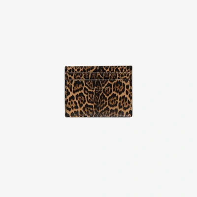 Shop Saint Laurent Brown Leopard Print Card Holder