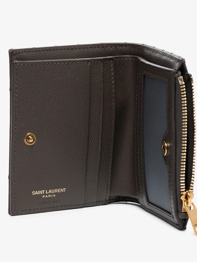Shop Saint Laurent Grey Monogram Quilted Leather Wallet