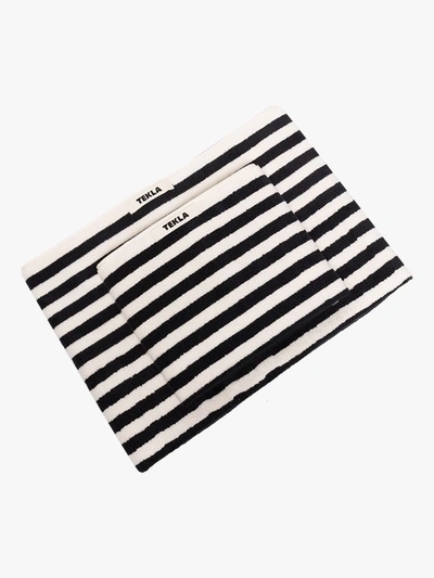 Shop Tekla Black And White Organic Cotton Towel Set