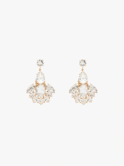 Shop Anton Heunis Gold-plated Crystal Drop Earrings In White