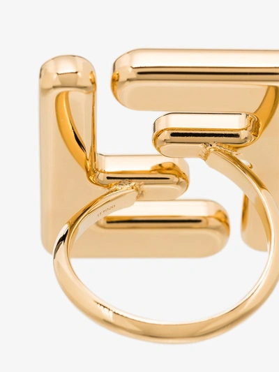 Shop Fendi Gold Tone Ff Logo Ring