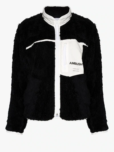 Shop Ambush Logo Print Fleece Jacket In Black