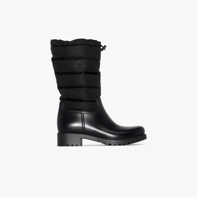 Shop Moncler Black Ginette Padded Leather Boots